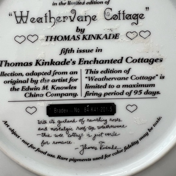 Weathervane Cottage Thomas Kinkade Plate - Picture 3 of 5